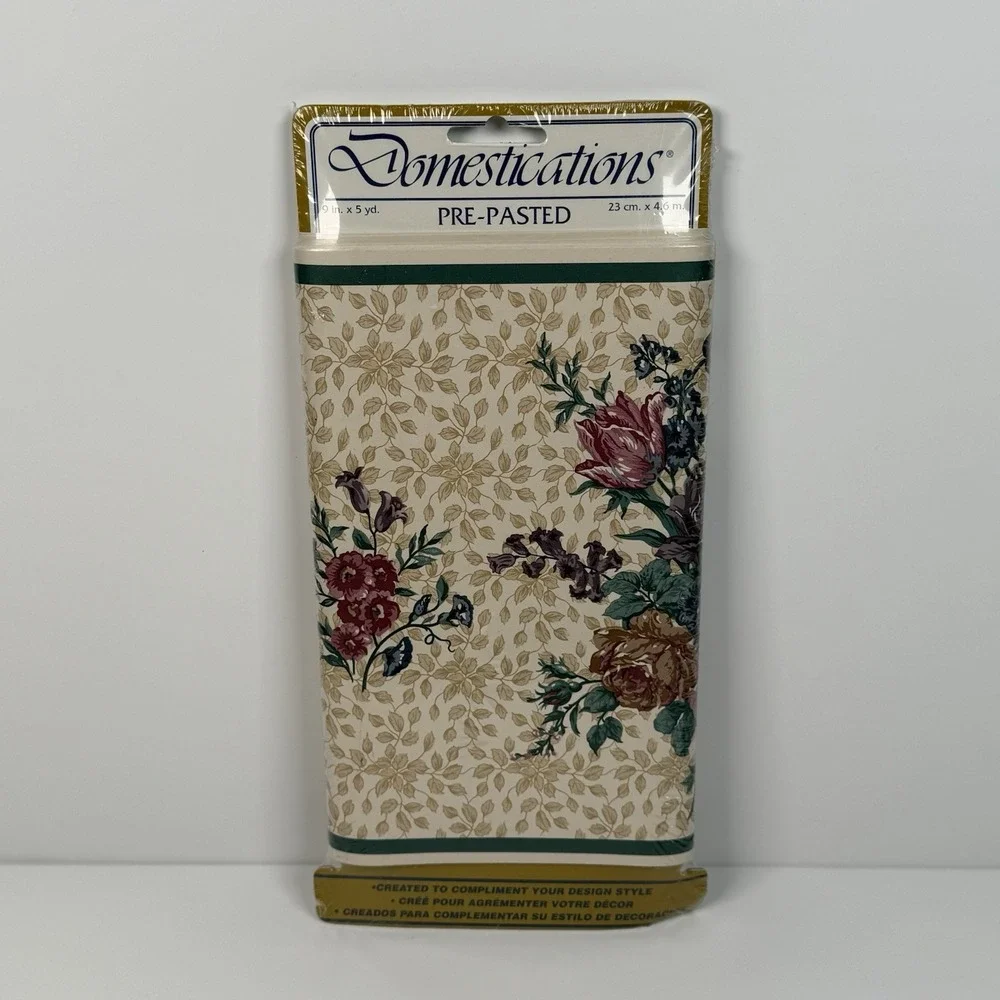 Domestications Wallpaper Border 9 Inch 5 Yards Pre-Pasted Heirloom Floral Flower